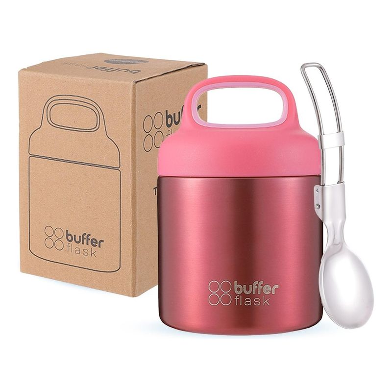 BUFFER FLASK - Termo Lonchera Termico Niños Buffer Acero Inoxidable 350l - Rosa-