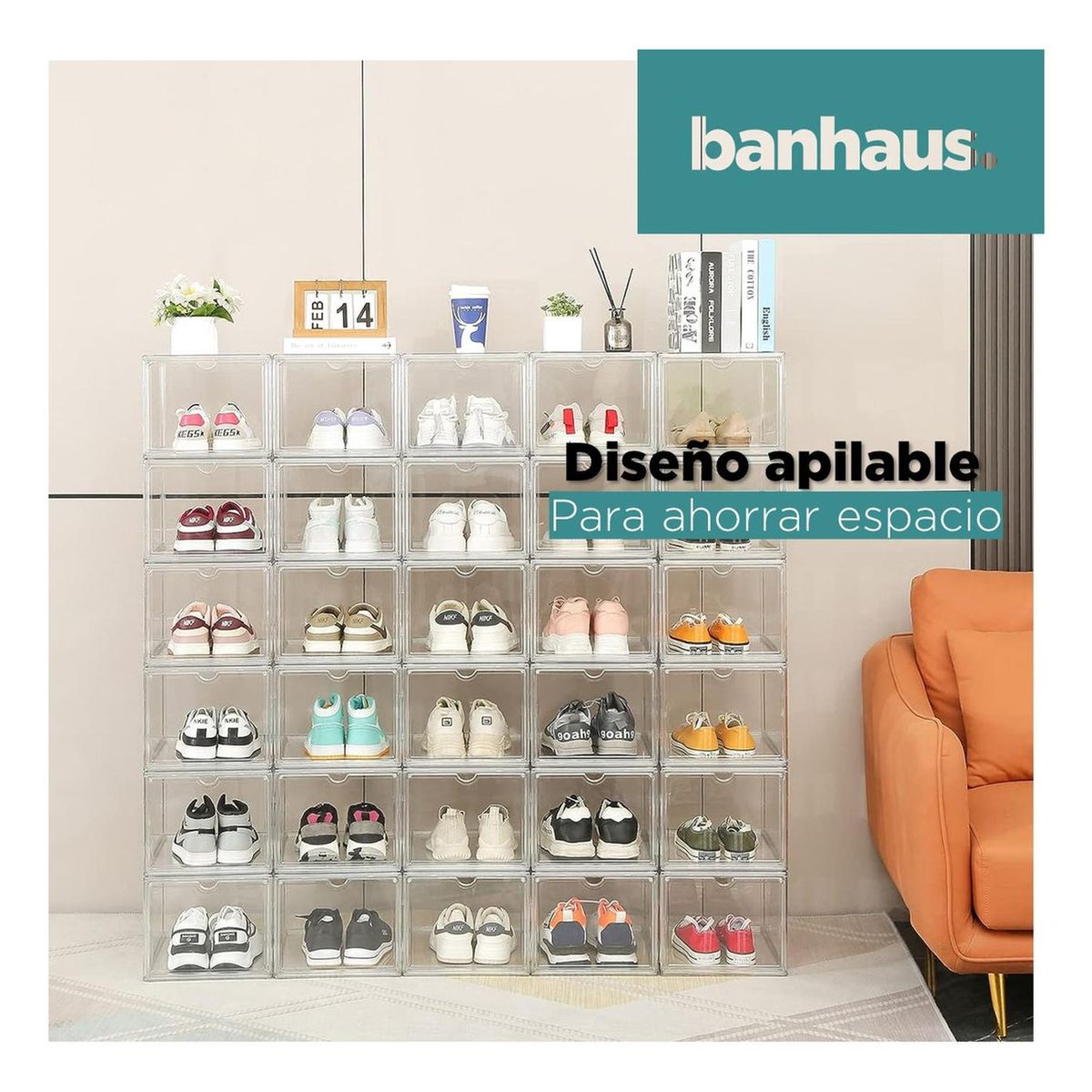CASATUA - Caja Organizadora Zapatos Premium Banhaus 100% Transparente