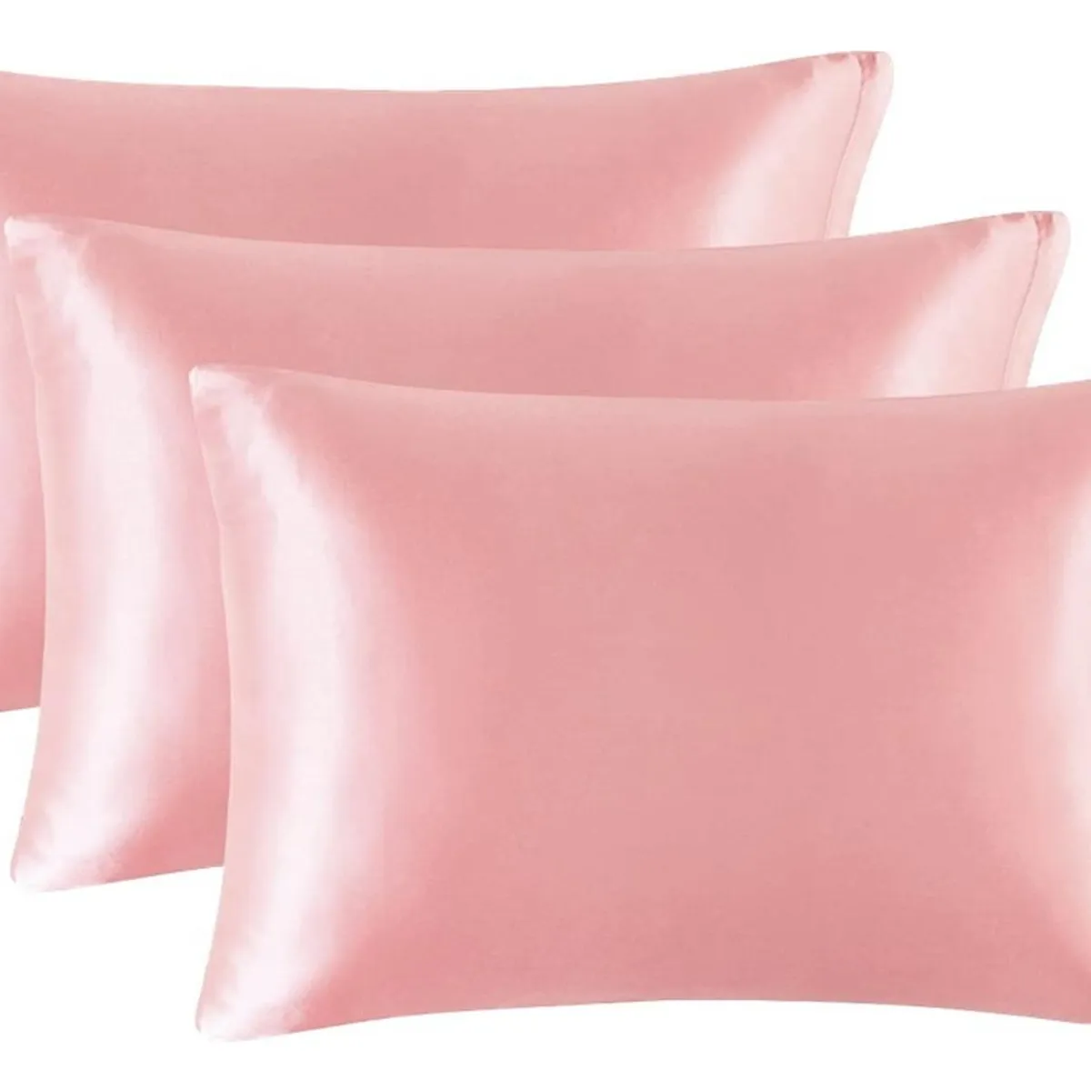 CASATUA - Funda Almohada Satin Tipo Seda Set 3 Unidades 50x76cm - Rosa - 76x50
