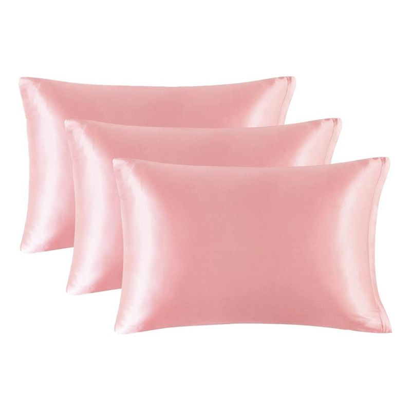 CASATUA - Funda Almohada Satin Tipo Seda Set 3 Unidades 50x76cm - Rosa - 76x50-