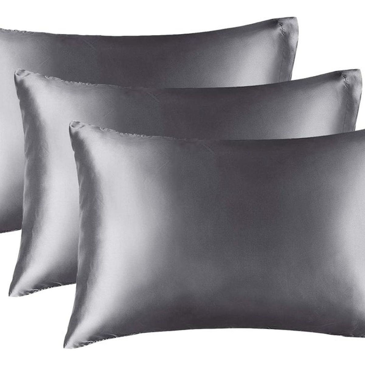 CASATUA - Funda Almohada Satin Tipo Seda Set 3 Unidades 50x76cm - Gris - 76x50