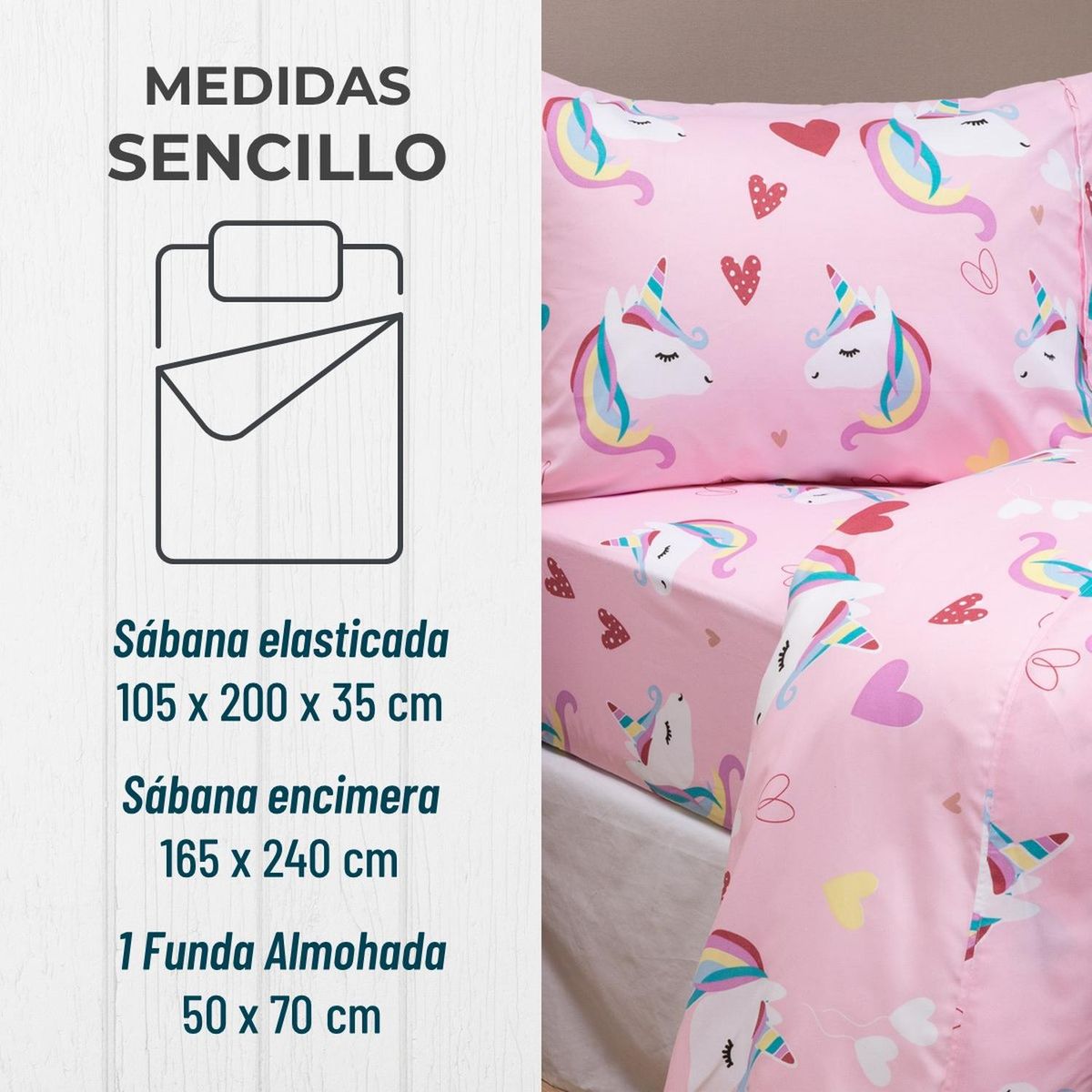 CASATUA - Sabanas Sencillo Estampado Niña Niño + Funda Almohada