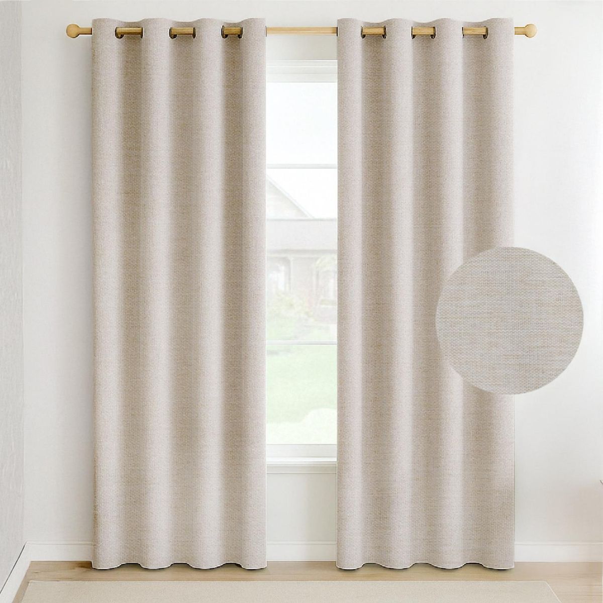 CASATUA - Cortina Blackout 100% Anti Luz, 1 Paño 140x220 Text Lino - Crema-.-