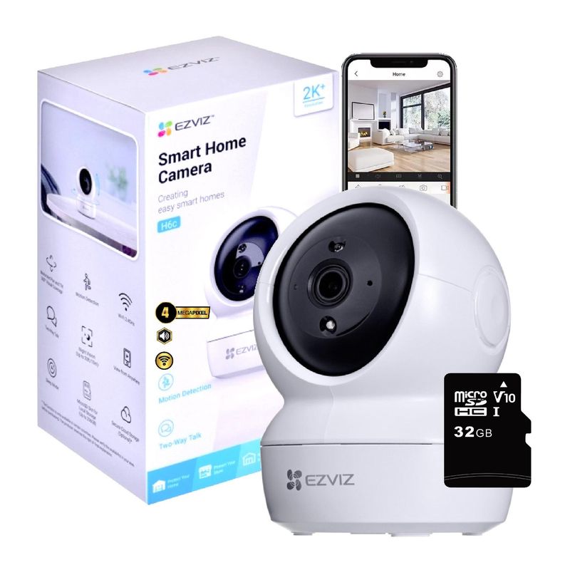EZVIZ - CÁMARA DE SEGURIDAD WIFI INTELIGENTE EZVIZ 4MP 2K INTERIOR 360° AUDIO MICRO 32 G