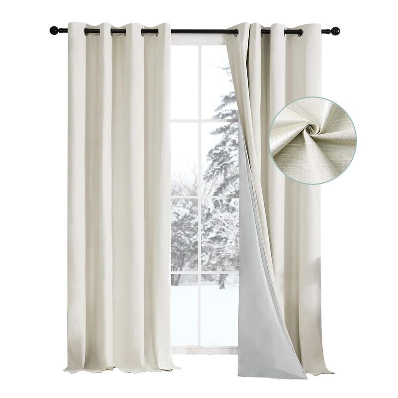 CASATUA - Cortina 100% Blackout Engomada Termica Set 2 Casatua 140x220 - Crema-