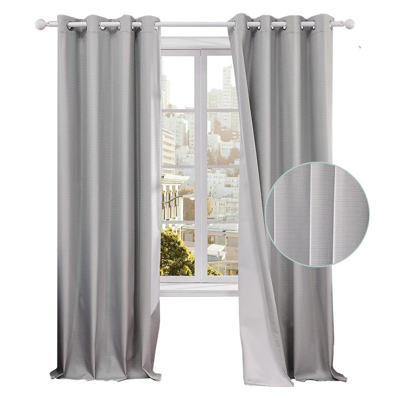 CASATUA - Cortina 100% Blackout Engomada Termica Set 2 Casatua 140x220 - Gris-.-