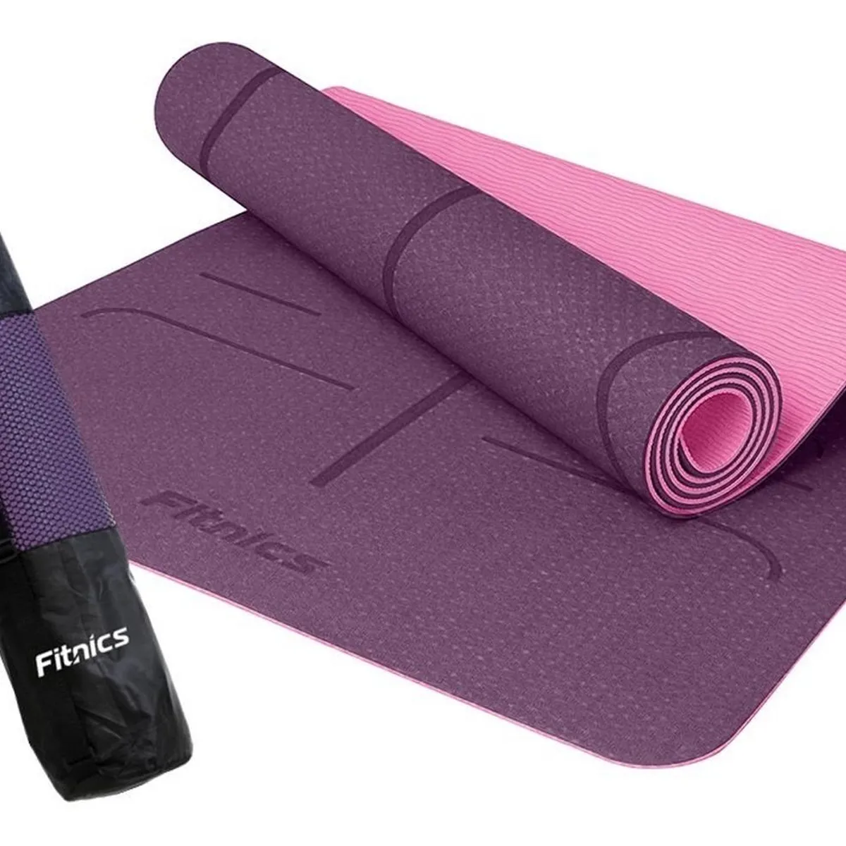 FITNICS - Mat Yoga Colchoneta Tapete 6mm Bolso+correa+guía - Vino-
