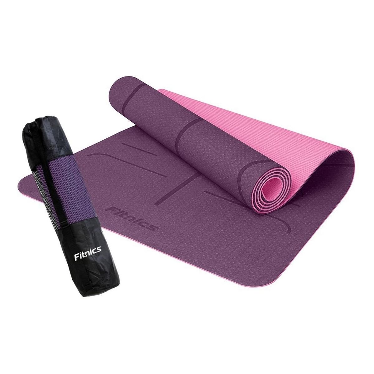 FITNICS - Mat Yoga Colchoneta Tapete 6mm Bolso+correa+guía - Vino-