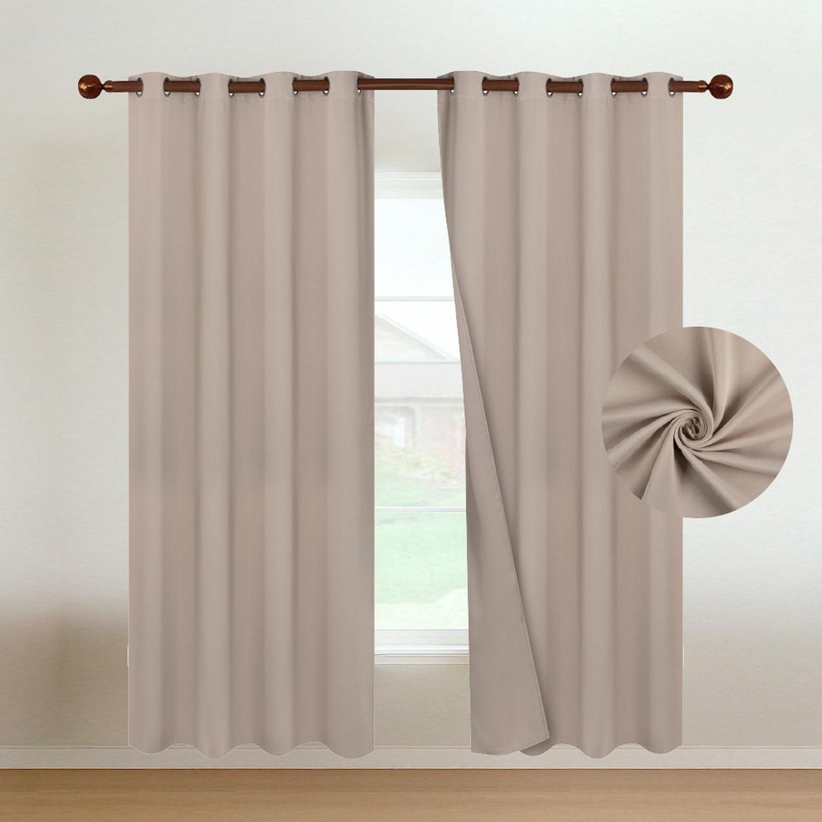 CASATUA - Cortina Semi Blackout Casatua 2 Paños 140x220cm Aislante - Beige-