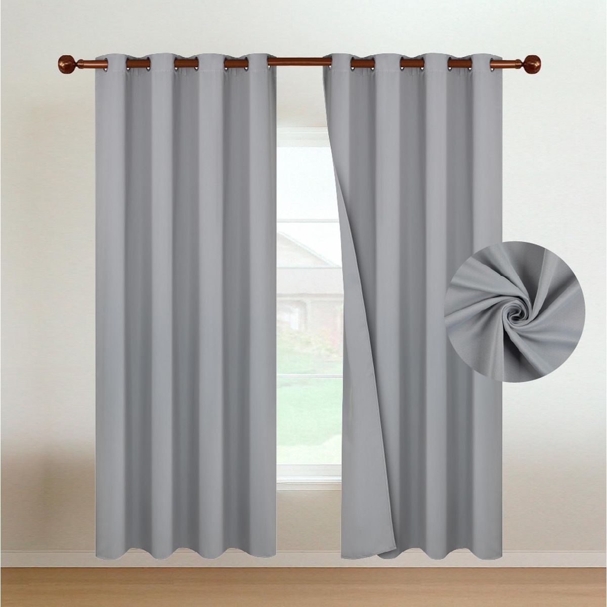 CASATUA - Cortina Semi Blackout Casatua 2 Paños 140x220cm Aislante - Gris