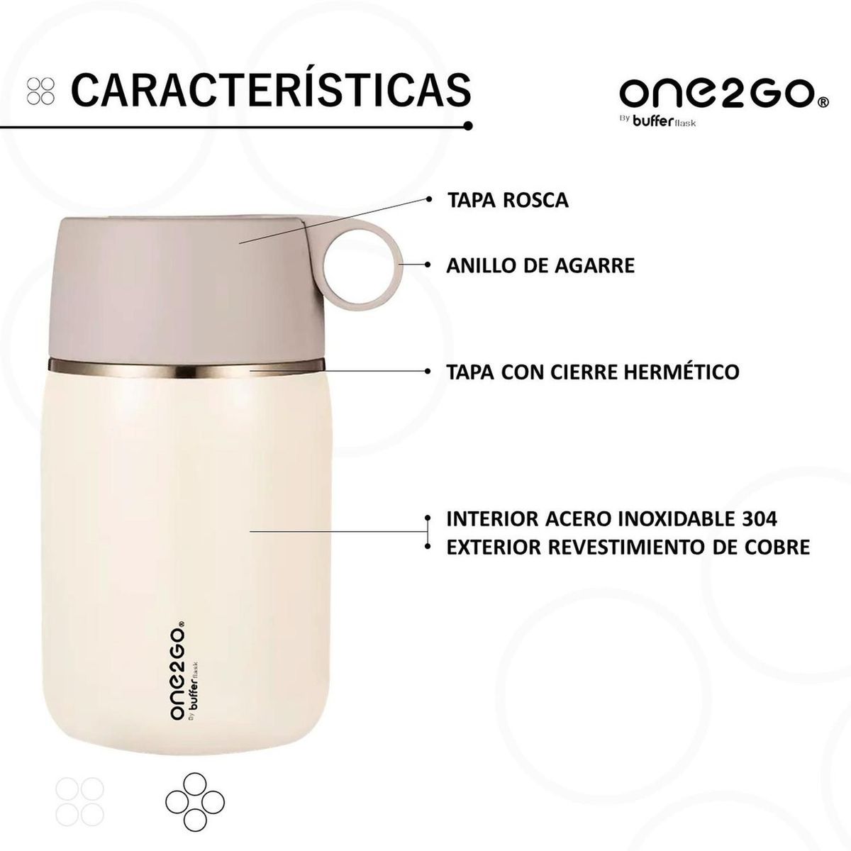 BUFFER FLASK - Termo Comida Y Liquido One2go Multiproposito 700ml  Cuchara.-