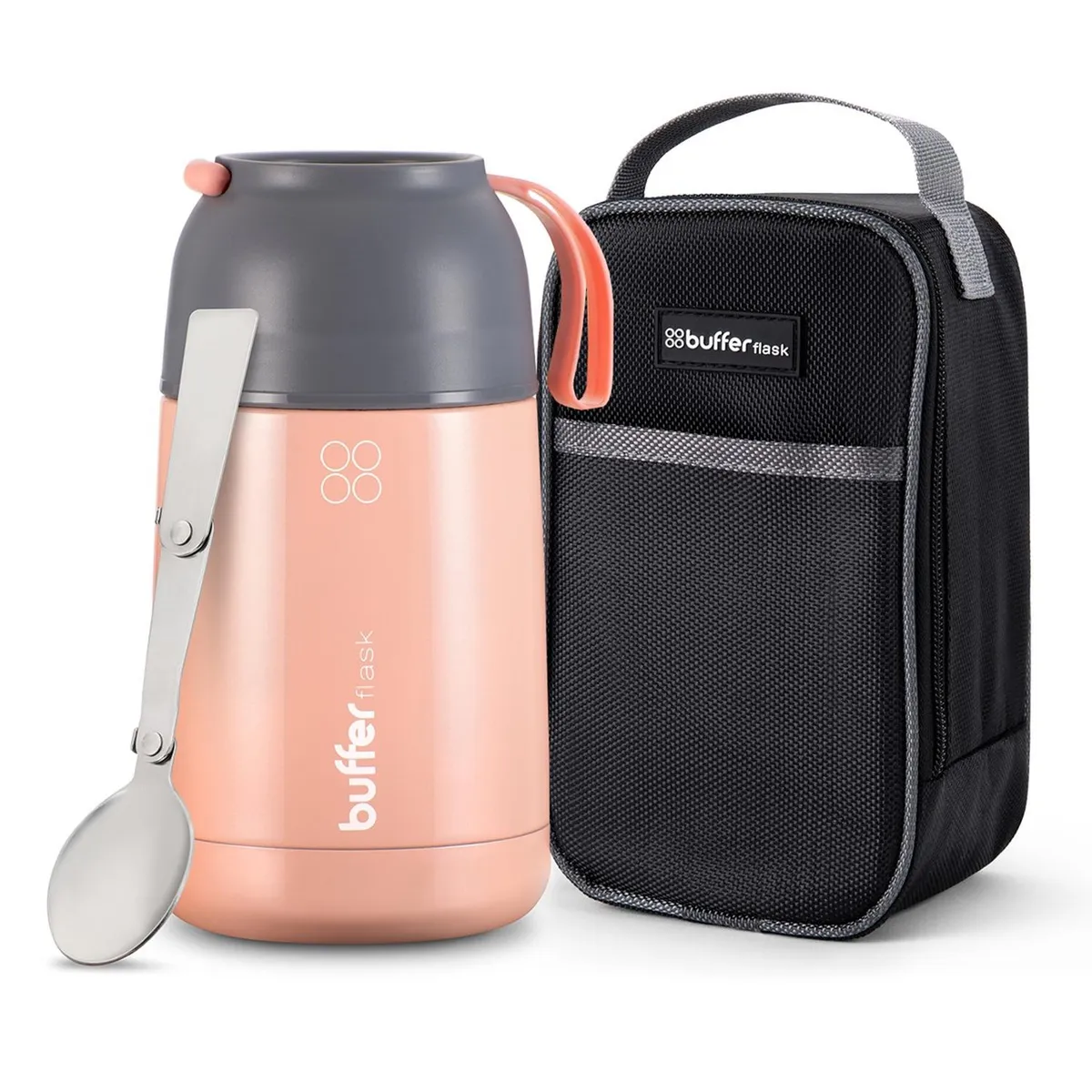 BUFFER FLASK - Termo Comida Y Liquido Buffer Multiproposito 630ml +cuchara - Rosa