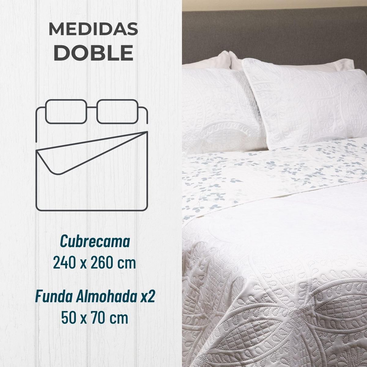 CASATUA - Cubrelecho Edredon Quilt Doble Estampado Doble Faz +fundas