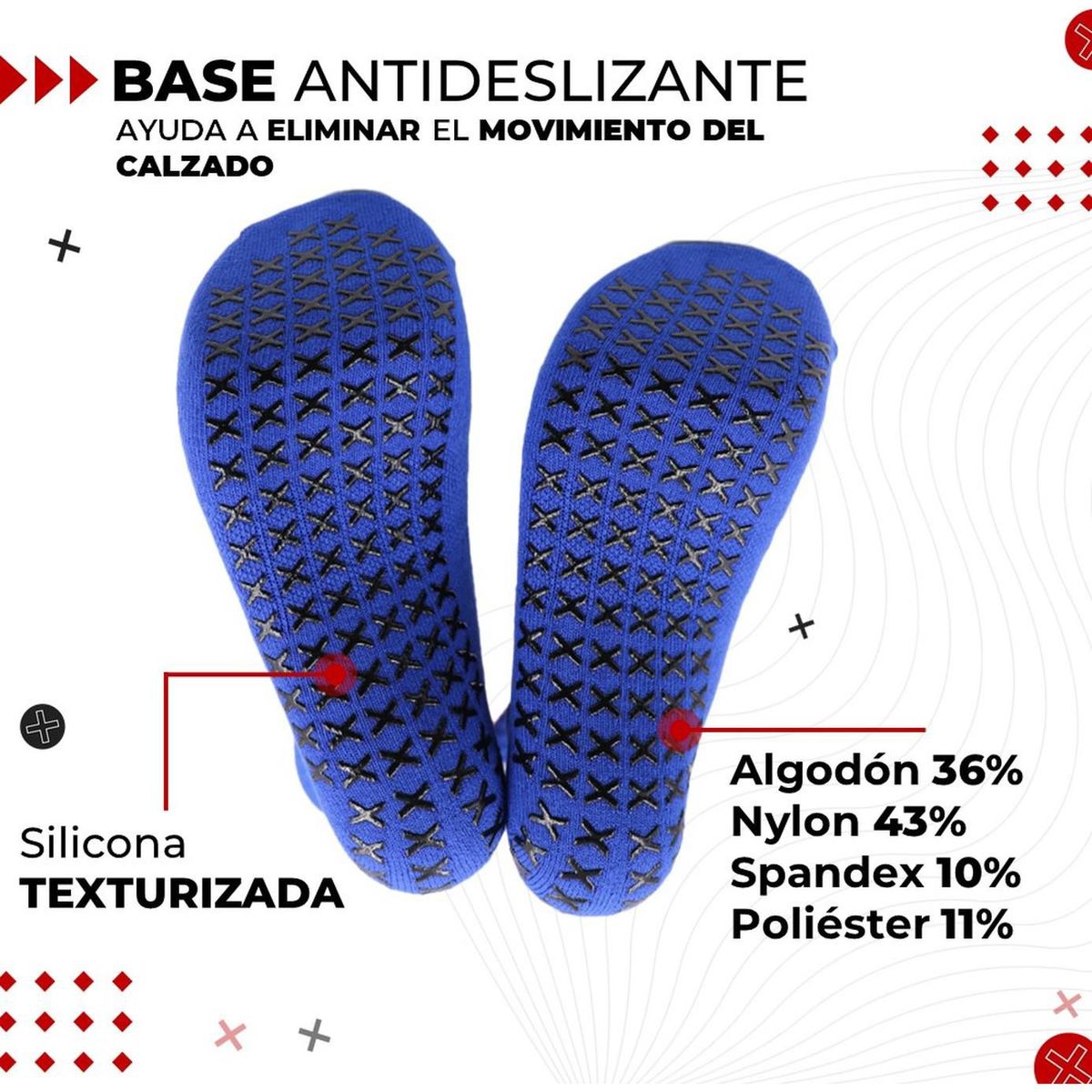 FITNICS - Medias Futbol Niños Antideslizante Set 2 + 1 Pantorrillera - Azul