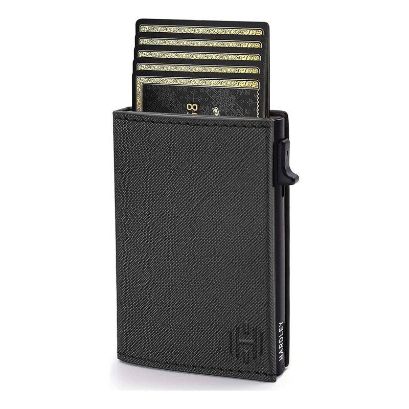 LINKON - Billetera Hombre De Cuero Hardley Tarjetero Protección Rfid - Negro-