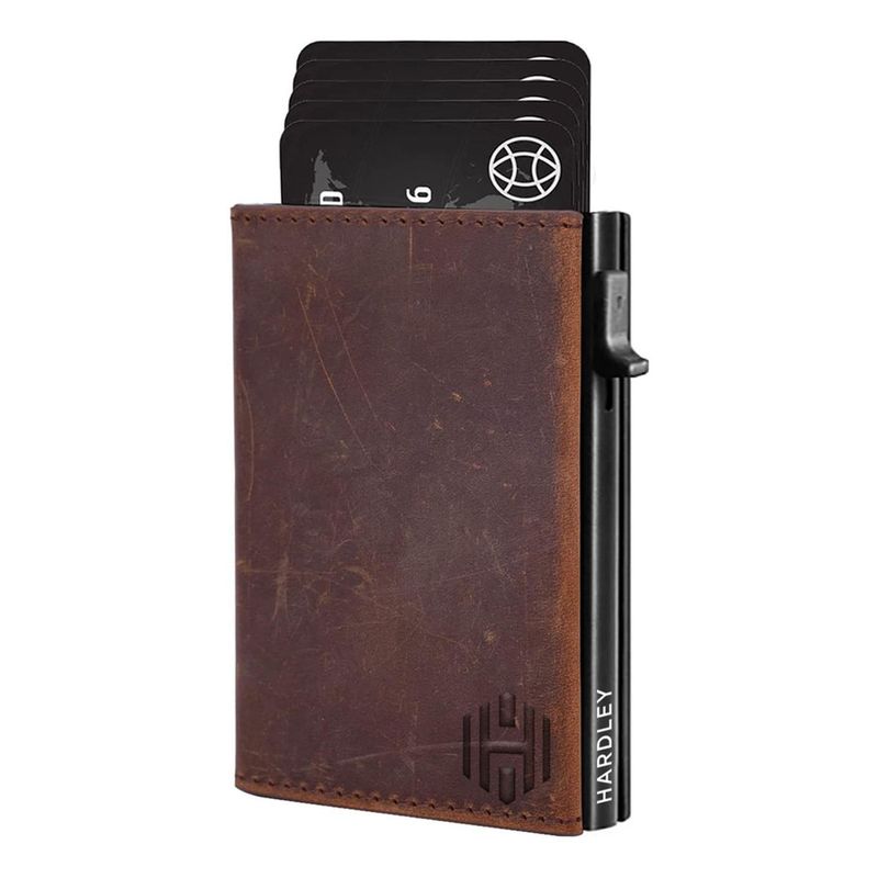 LINKON - Billetera Hombre De Cuero Hardley Tarjetero Protección Rfid - Vino-