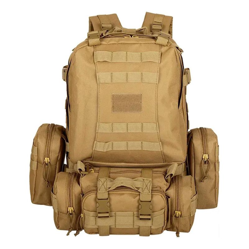 FITNICS - Morral Bolso Maleta Tactica Militar Camping 50l Impermeable - Cafe-