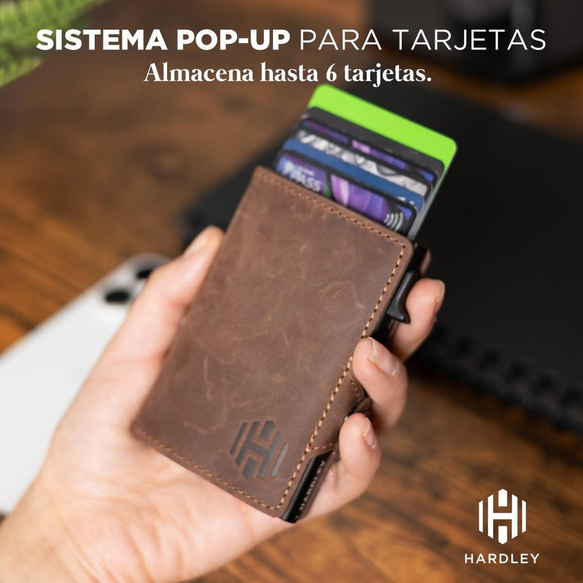 LINKON - Billetera Hombre De Cuero Tarjetero Bloqueo Rfid