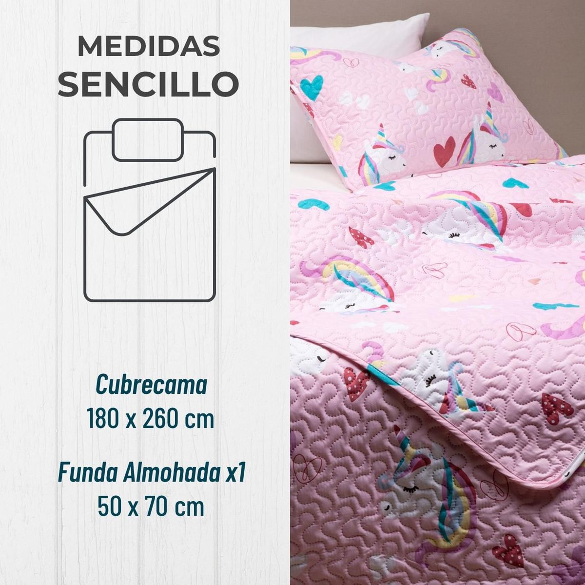 CASATUA - Cubrelecho Edredon Sencillo Estampado Niña Niño + Funda