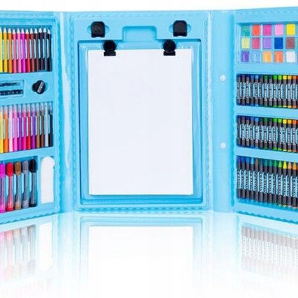 GENERICO - Set Kit Arte Niños Maleta Acuarela Plumon 208 Piezas Azul