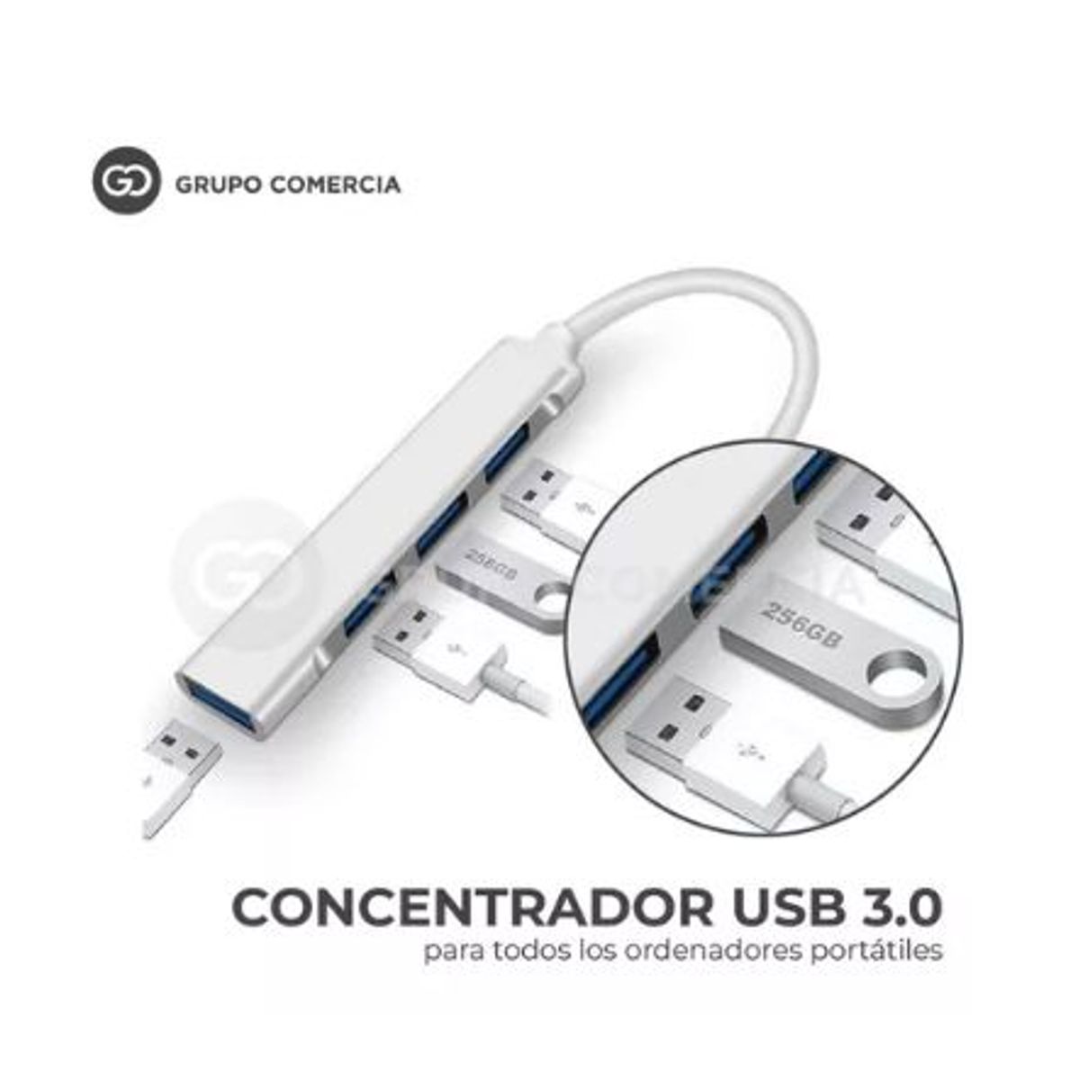 SHENGKE - Hub Multipuertos Usb 3.0 Carcaza Aluminio 4 Puertos Fino
