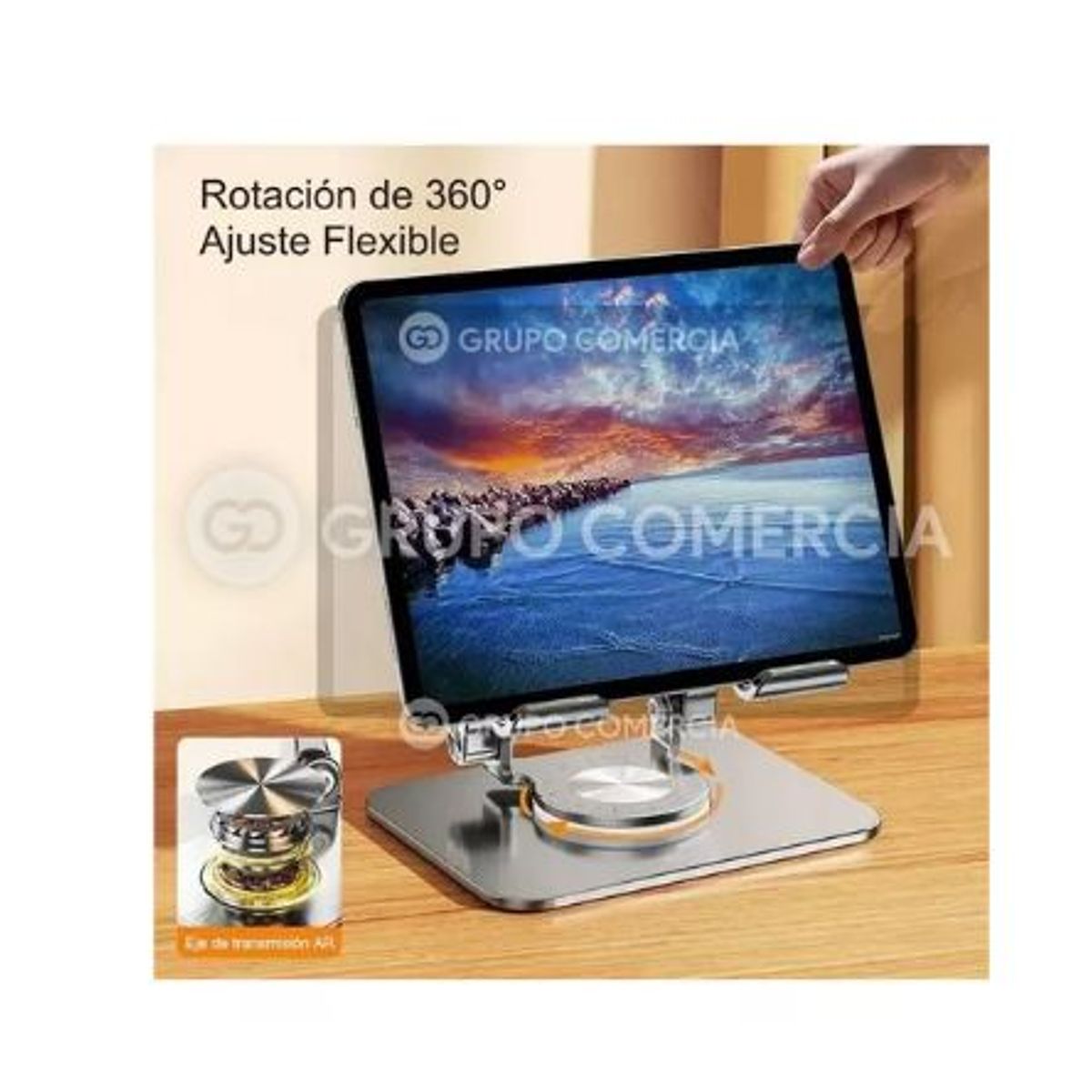 ROTARY - Base Tablet Soporte Ajustable Giratorio Corporativo Metálico