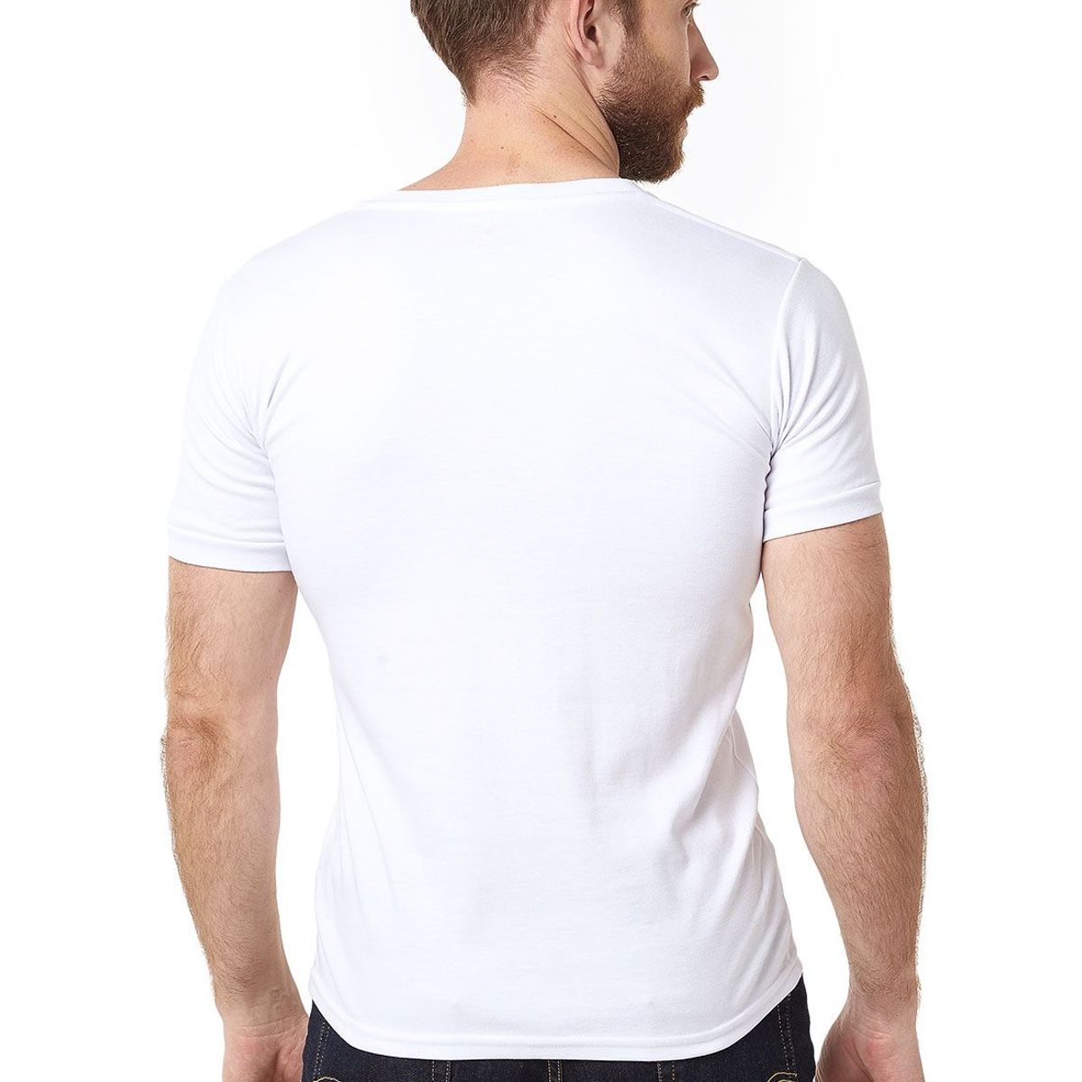 SANTANA - Camiseta Hombre Cuello en V Manga Corta Blanca Santana