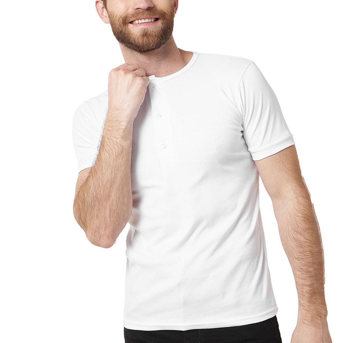 SANTANA - Camiseta Hombre Cuello 3 Botones Manga Corta Santana Blanco