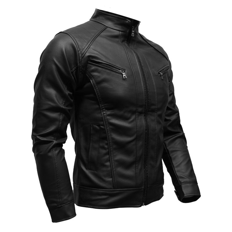 GENERICO - Chaqueta Hombre Caballero Cuero Sintético Forrada Ganesh Brln