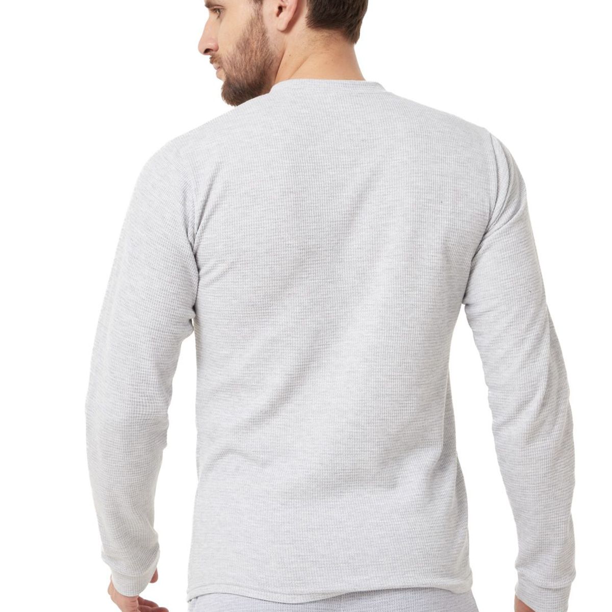 SANTANA - Camiseta Hombre Cuello Botones Manga Larga Henley Santana Gris Claro
