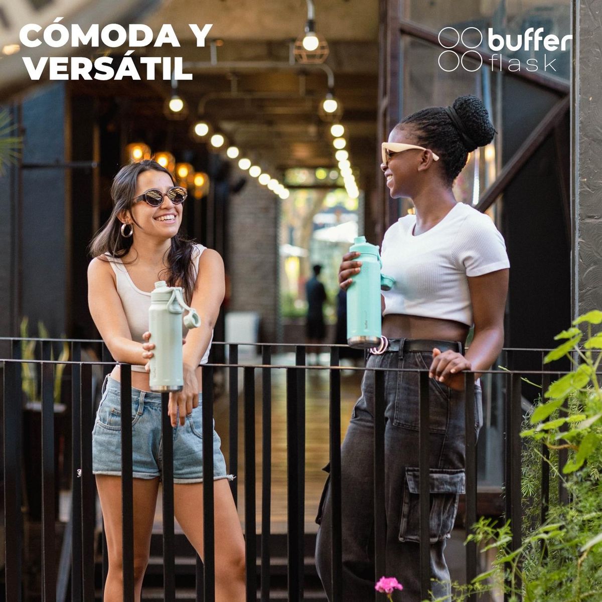 BUFFER FLASK - Termo Botella Agua Acero Inox Buffer+Tapas - Turquesa