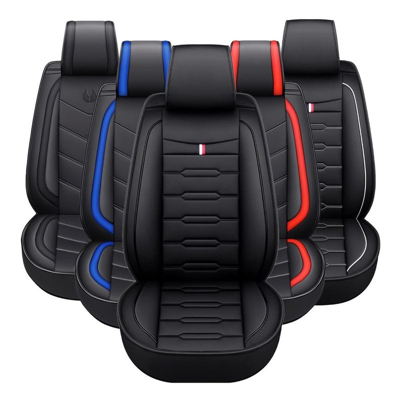 GRAND PRIX - Funda Asiento Forro Protector Auto Ecocuero Set Universal - Negro