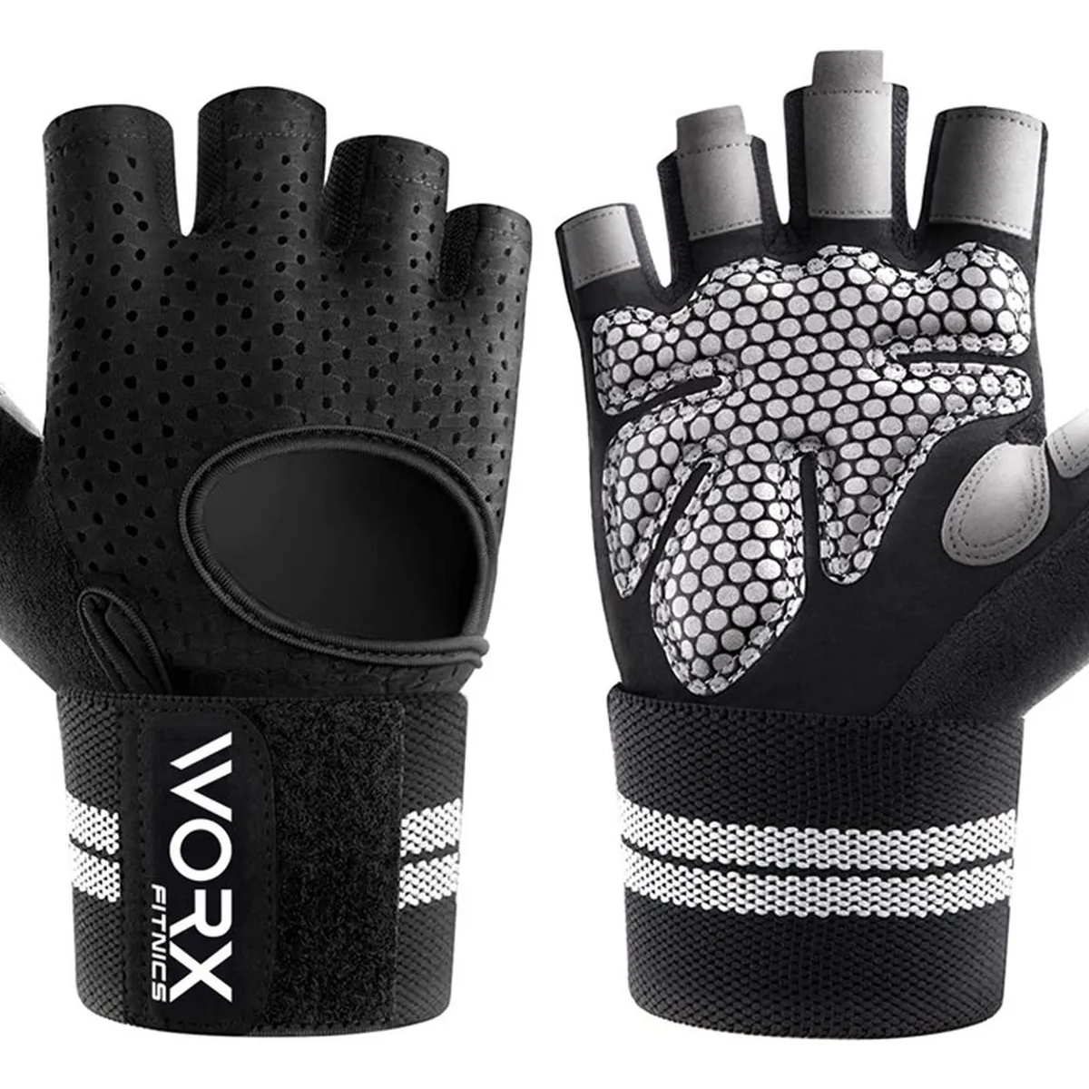WORX - Guantes Con Muñequera Worx Entrenamiento Gimnasio Gym - Negro - L