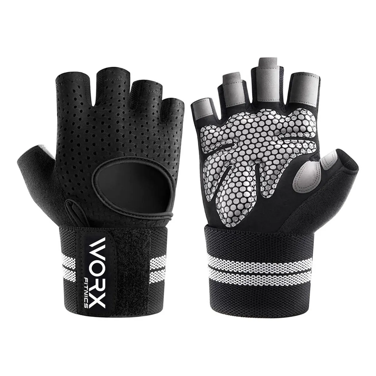 WORX - Guantes Con Muñequera Worx Entrenamiento Gimnasio Gym - Negro - L