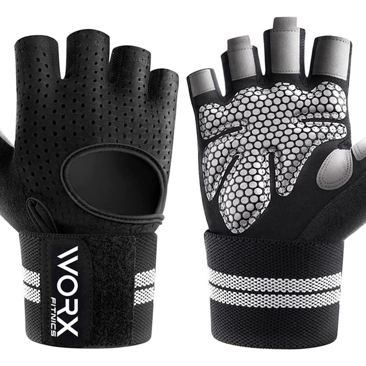 WORX - Guantes Con Muñequera Worx Entrenamiento Gimnasio Gym - Negro - XL