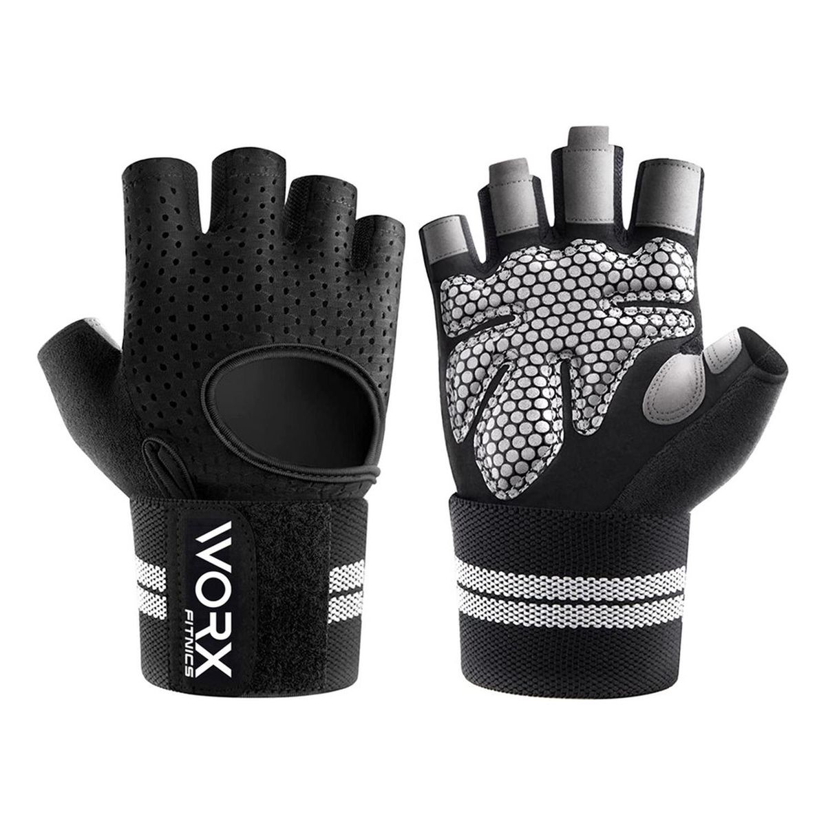 WORX - Guantes Con Muñequera Worx Entrenamiento Gimnasio Gym - Negro - XL