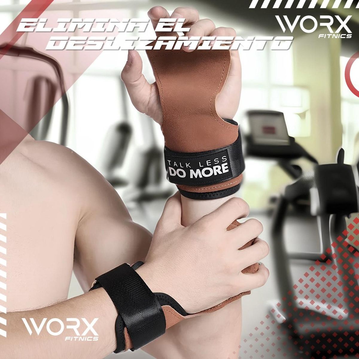 WORX - Muñequeras Grips Calleras Cuero Worx Levantamiento Pesas X2