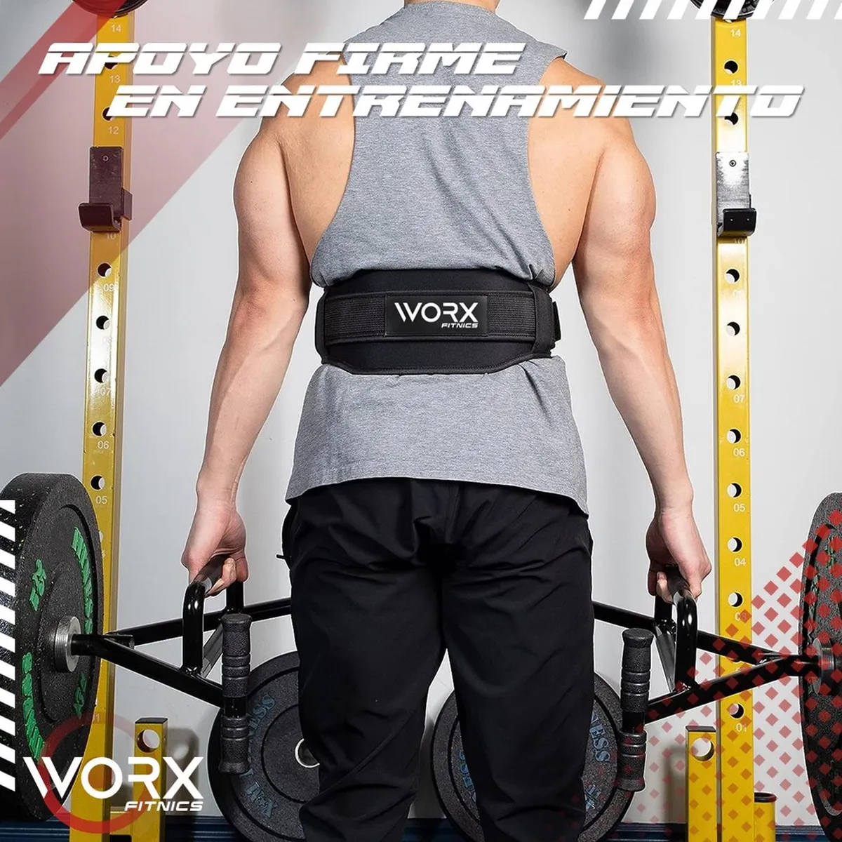 WORX - Cinturon Neopreno Worx Levantamiento Pesas Gym - Negro - L-