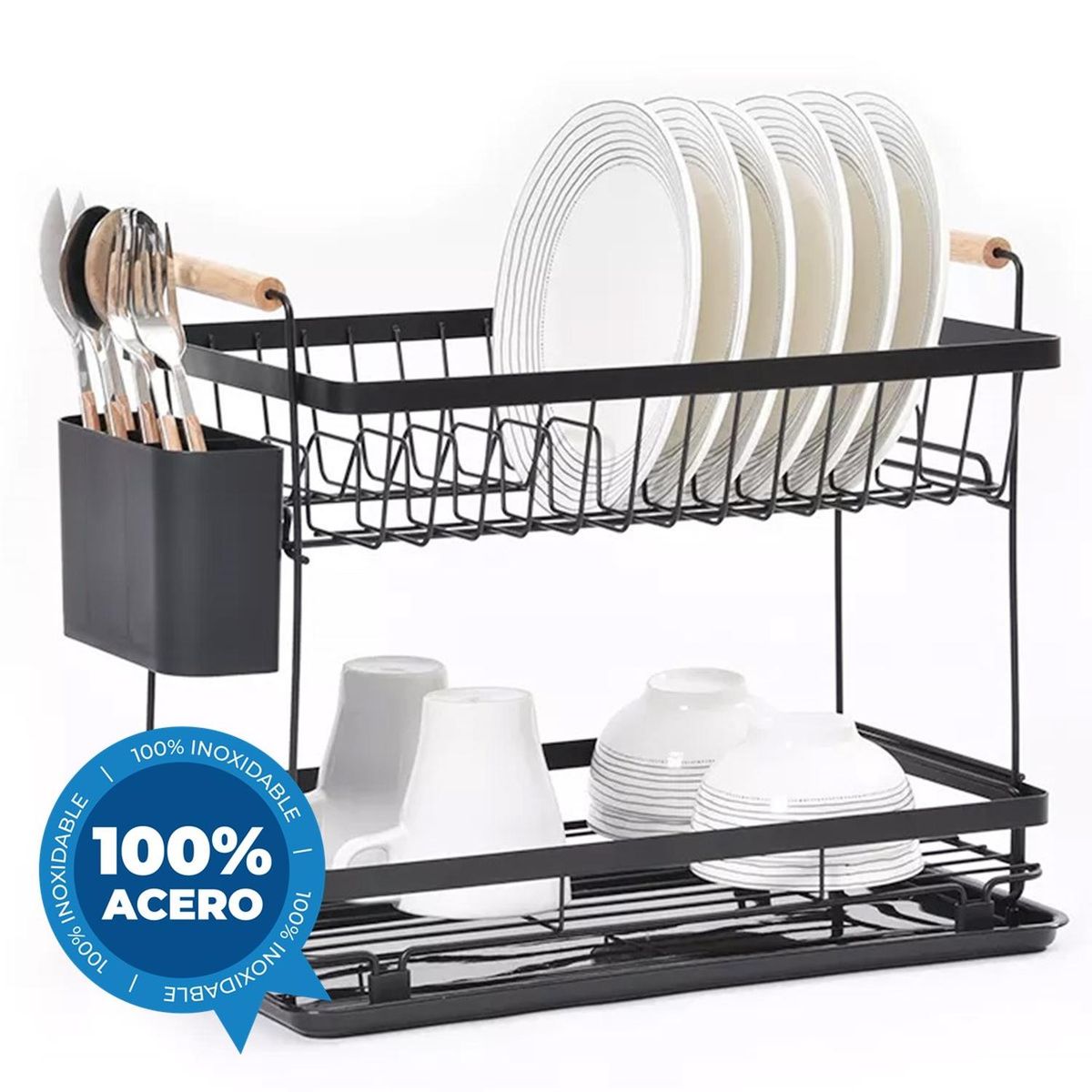 CASATUA - Secaplatos Escurridor Loza 2 Niveles Inoxidable Casatua