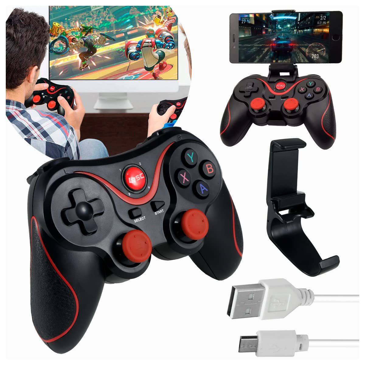 GENERICO - Control Bluetooth Celular Pc Gamepad Android Los Pc Soporte