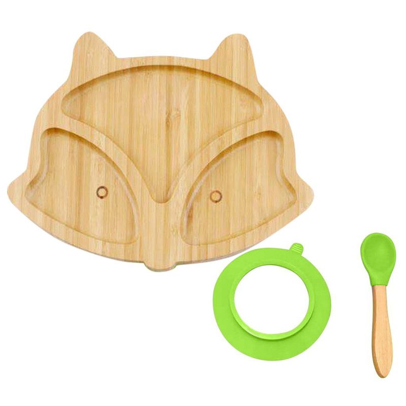 GENERICO - Plato Bambú Con Ventosa De Succión Mas Cuchara - ZORRO
