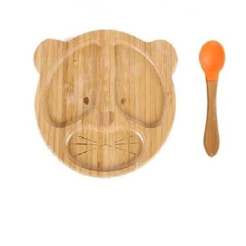 GENERICO - Plato Bambú Con Ventosa De Succión Mas Cuchara - OSO