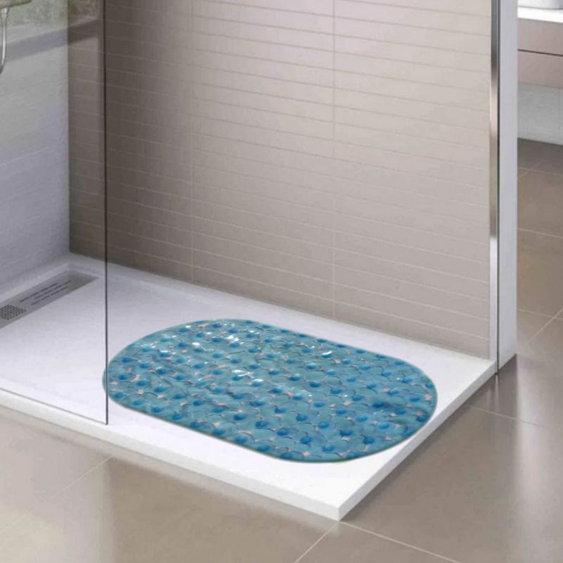 GENERICO - Tapete Para Ducha Antideslizante Con Chupas Piedras Azul