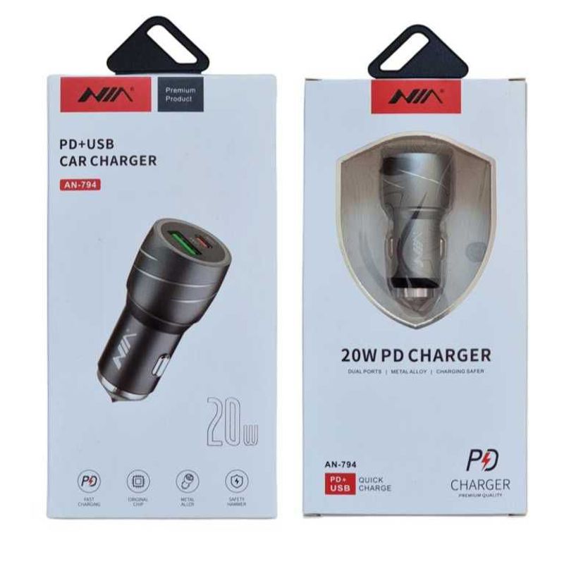 GENERICO - Cargador Carro Carga Rápida Usb  Usb-c Aluminio