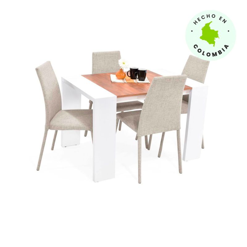 MICA - Juego de Comedor Moderno para 4 Personas en Aglomerado MDP (Comedor + 4 Sillas) Mica