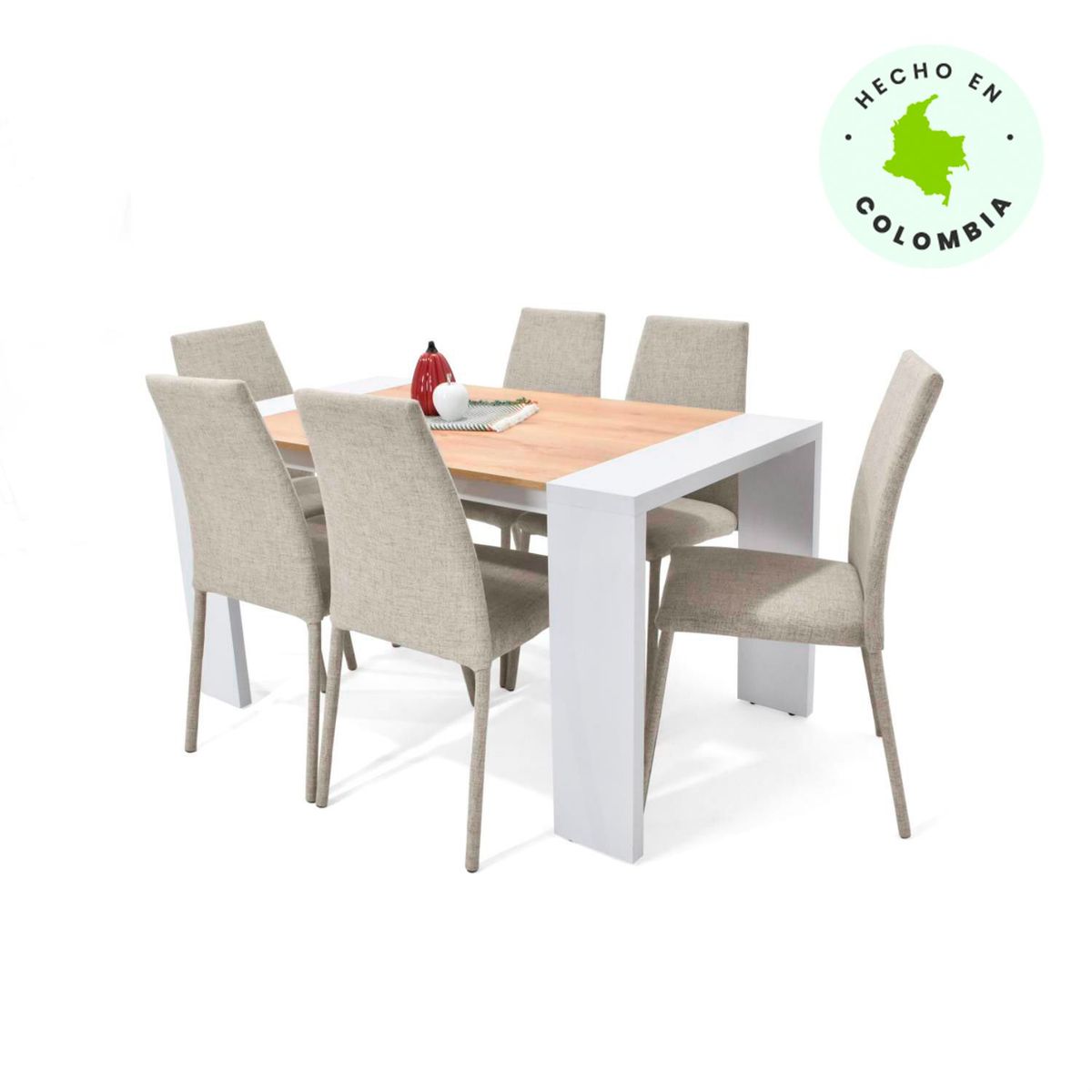 MICA - Juego de Comedor Moderno para 4 Personas en Aglomerado MDP (Comedor + 6 Sillas) Mica
