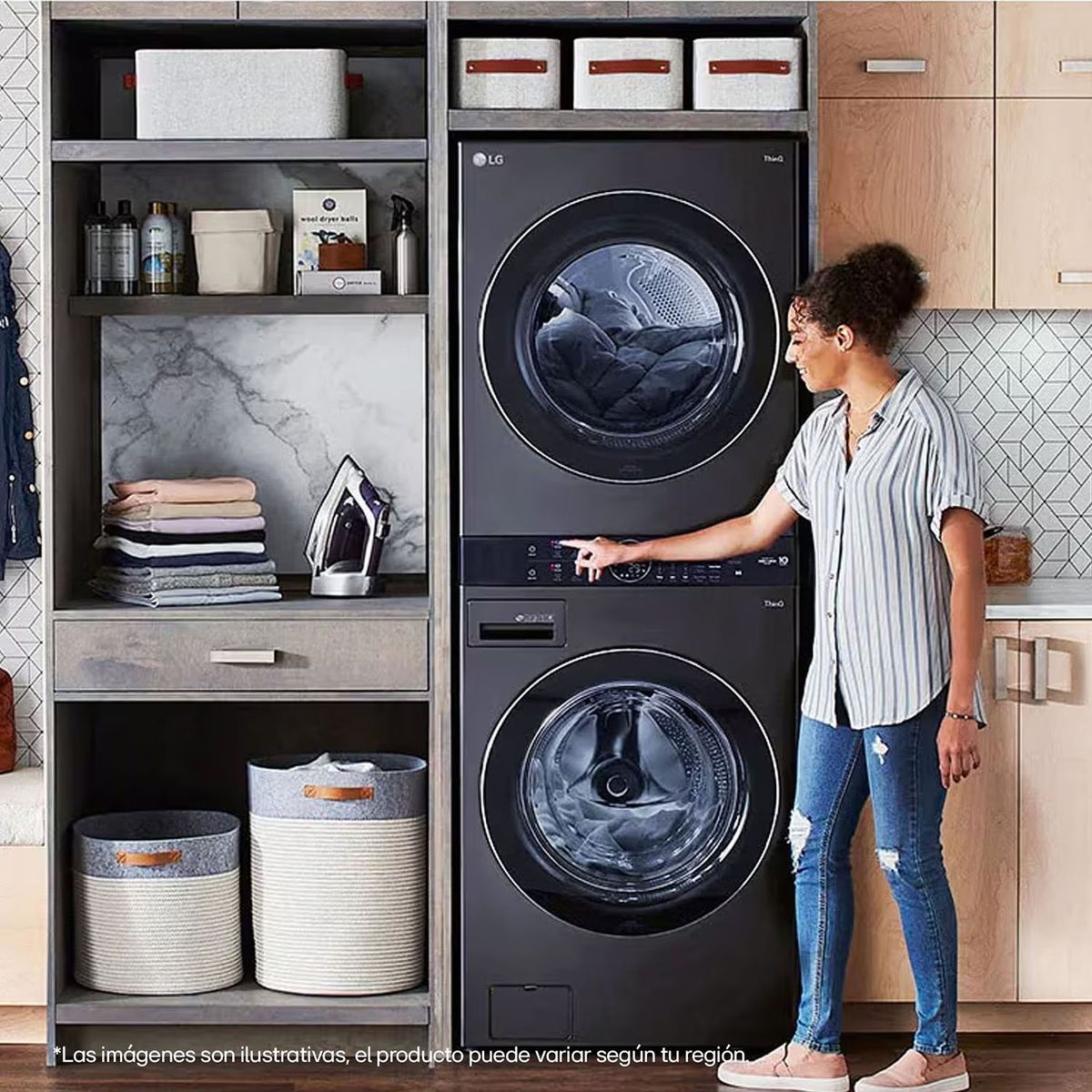 LG - Torre de Lavado LG 22kg Gas WashTower WK22BS6