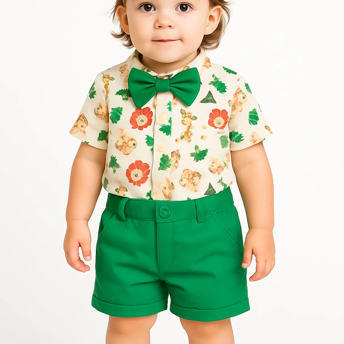 LUSOLSI - Ropa camisa y pantalon corto para niños conjuntos de vestir bebes