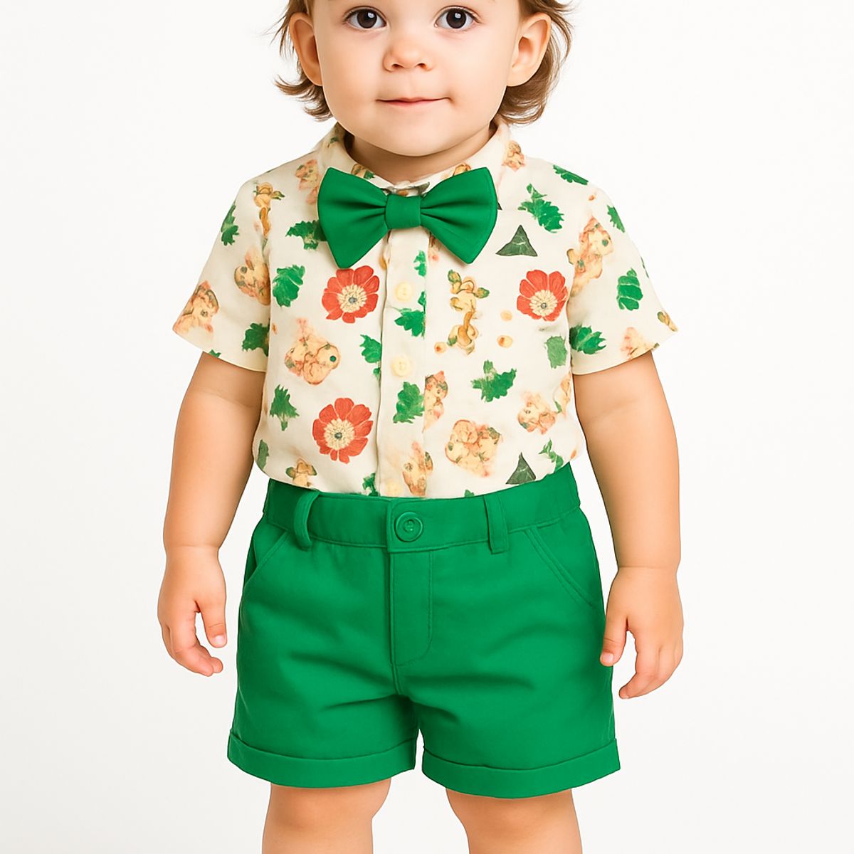 LUSOLSI - Ropa camisa y pantalon corto para niños conjuntos de vestir bebes