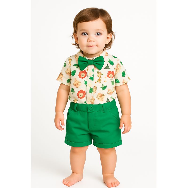 LUSOLSI - Ropa camisa y pantalon corto para niños conjuntos de vestir bebes